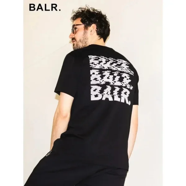 BALR. Brand letter-printed crew neck summer short-sleeved cotton loose and breathable T-shirt large size men's casual style top . - Image 4