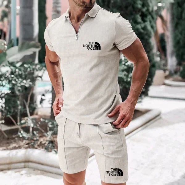 2025 Fashion men's short sleeve T-shirt with sports shorts set, casual sports wear, breathable fashion, summer - Image 6