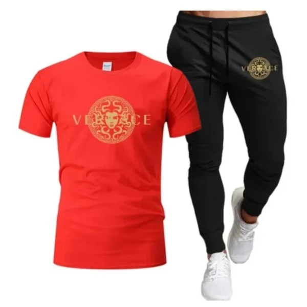 Men's Printed Fitness Tshirt and Pants Set, Urban Tracksuit, Men's Running Wear, Intel Suit . - Image 4