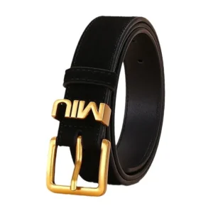 Vintage Suede Leather Women's Belt High-class Feeling Metal letter buckle Matching Skirt Jeans Cowhide Frosted Belt Fashion - zinifashion 200000297