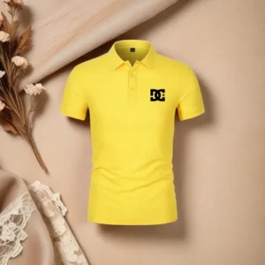 Summer New Men Casual Sports Solid Color Polo Shirt Trendy Brand Printed T-shirt Top Simple Fashion Collar Business Work Clothes - zinifashion 200000343