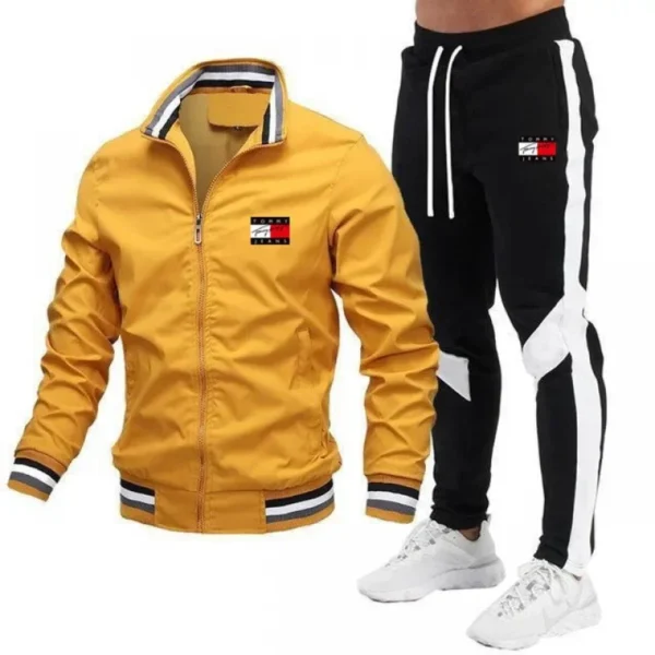 New Hot Sale Of The Season Men's Casual Pilot Jacket Set High Quality Patchwork Leisure Suiting Pants Premium Jacket Ensemble fr - Image 3
