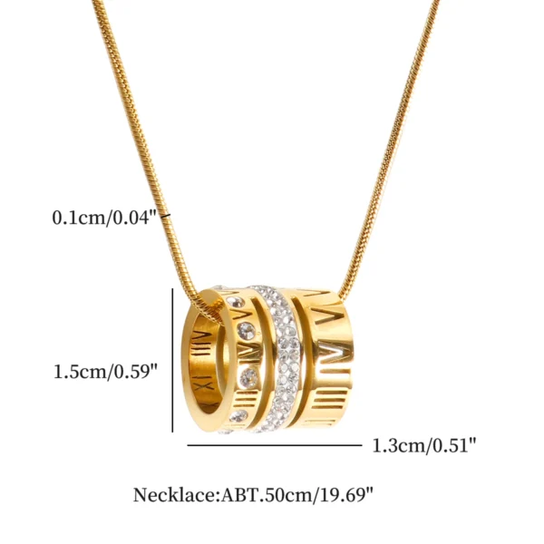 JOVO LOVE Three Layers Roman Numerals Necklace for Women Men Fashion Stainless Steel Crystal Pendant Choker Waterproof Jewelry - zinifashion 36 - Image 6