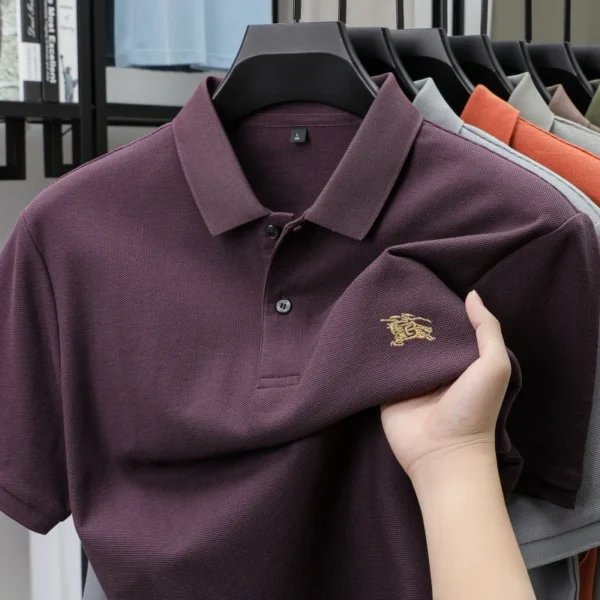 100% pure cotton fashionable men's short sleeve polo shirt 2025 summer golf casual top high-end brand embroidered design Tshirt - zinifashion 200000343 - Image 3