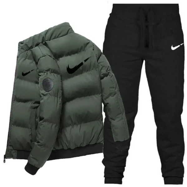 Men's Winter Thickened Warm down Cotton Jacket Pants Set Casual Stand Collar Long Pants Suit for Men Comfortable Soft Material - Image 5
