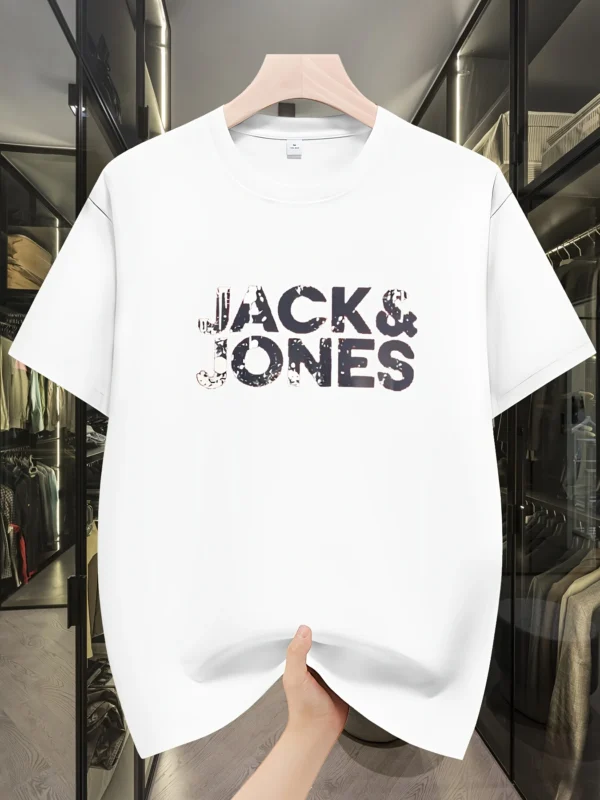Men's Trend T-shirt Letter Printing Slim Fit Round Neck Youth Male Tees 2025 Summer Fashion Causal Versatile Blue Tops Clothing - zinifashion 201768104 - Image 2