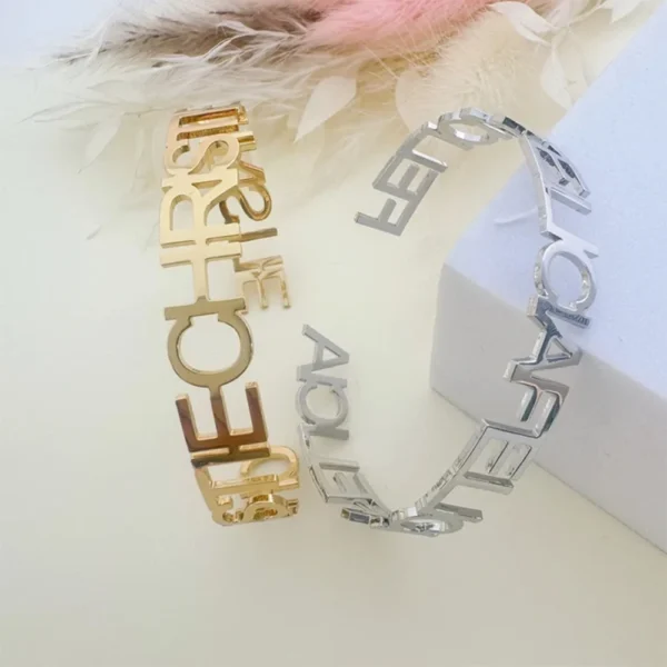Custom Cuff Name Bracelet Adjustable Engraved Bangle Personalized Letter Jewelry Stainless Steel Accessory for Women Men Gift - zinifashion 36 - Image 3