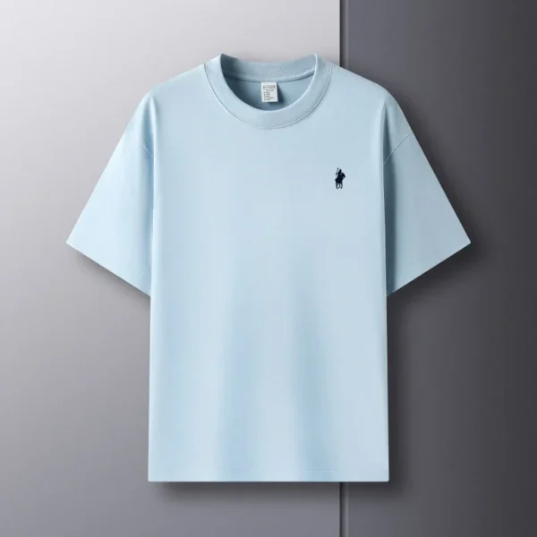 100% pure cotton short sleeve round neck men's T-shirt hot selling luxury brand summer exquisite pony embroidery breathable top - zinifashion - Image 5
