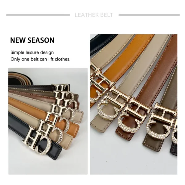 2025 women's genuine leather belt smooth buckle men's/women's fashionable casual business style belt suitable for jeans Y2K belt - zinifashion 200000297 - Image 6