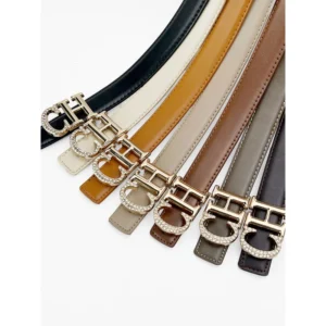 2025 women's genuine leather belt smooth buckle men's/women's fashionable casual business style belt suitable for jeans Y2K belt - zinifashion 200000297