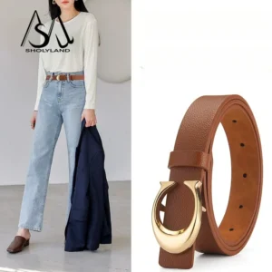 2023 Trendy Women's Belt Fashion Alloy Moon Button Multi Color Leather Thin Belt Versatile Daily Jeans Decoration - zinifashion 200000297