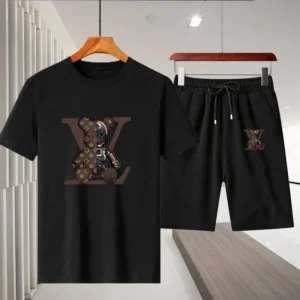 New 2025 summer leisure men's sports suit Outdoor hiking jogging men's short sleeve breathable T-shirt + shorts two-piece set - zinifashion 200000343