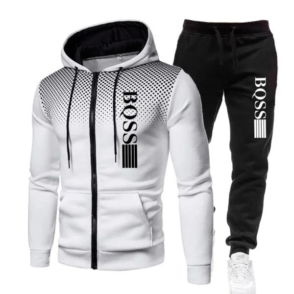 Men Clothing Spotted Sweatshirt Suit Hoodie and Pants Suit Mens Fashion Suits Men's Winter Clothes New Two Piece Set - Image 2