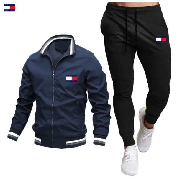 Men's Casual Stand Collar Jacket Pants Set Coach Style Spring Autumn New Arrival Comfortable Breathable Fashionable Clothing - Image 2
