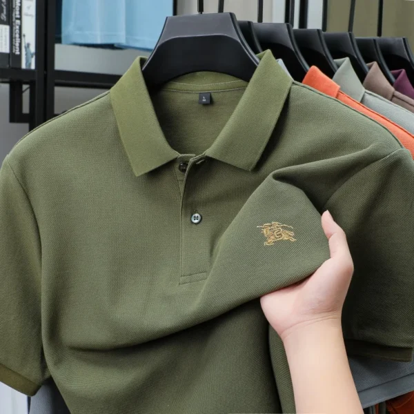 100% pure cotton fashionable men's short sleeve polo shirt 2025 summer golf casual top high-end brand embroidered design Tshirt - zinifashion 200000343 - Image 4
