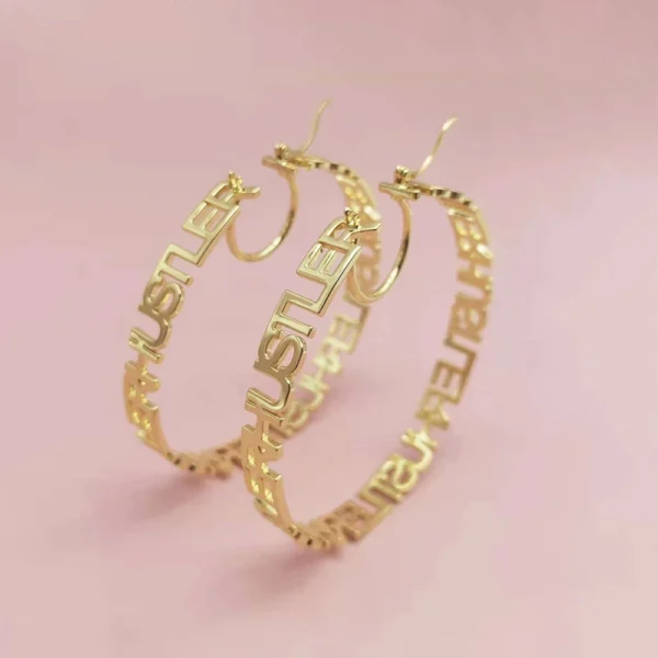 Stainless Steel Letters Hoop Earrings | Letter Earrings Women | Hoop Earrings - Image 2