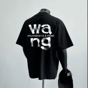 2025 Summer Men's and Women's Hong Kong Wind Trend Alphabet Printed Cotton High Quality Street Short Sleeve T-shirt - zinifashion 34