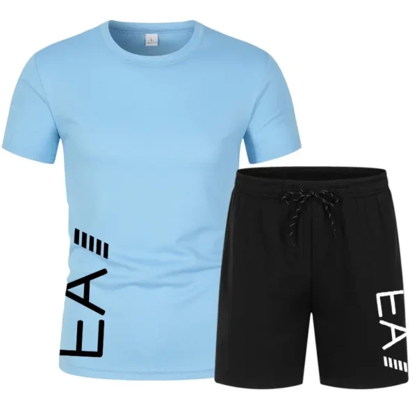 New Men's Clothing Summer Sports Suit Comfortable Breathable Mesh Running Sets Jogging Fitness Tracksuit Men Training Jersey - Image 4