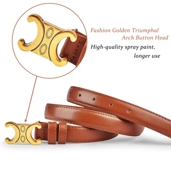 2PCS Fashion Women Genuine Leather Belts High Quality Gold Buckle Best Matching Dress Jeans Belts for women - zinifashion 200000297 - Image 3