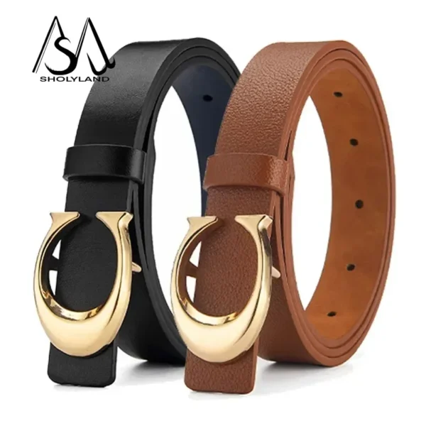 2023 Trendy Women's Belt Fashion Alloy Moon Button Multi Color Leather Thin Belt Versatile Daily Jeans Decoration - zinifashion 200000297 - Image 2