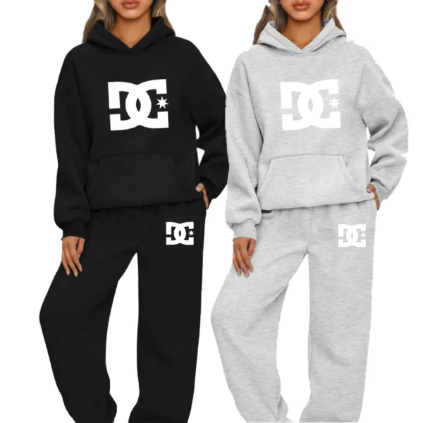 Women Tracksuit Printing Hooded Sweatshirt Sweatpant Versatile Casual Jogging Pullovers Sport Trousers Outfits S-3XL