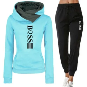 Womens Tracksuit Autumn Winter Warm Hooded Sweatshirts Female Jogging Sweatpants Fashion Versatile Woman Clothing Sports Outfits.