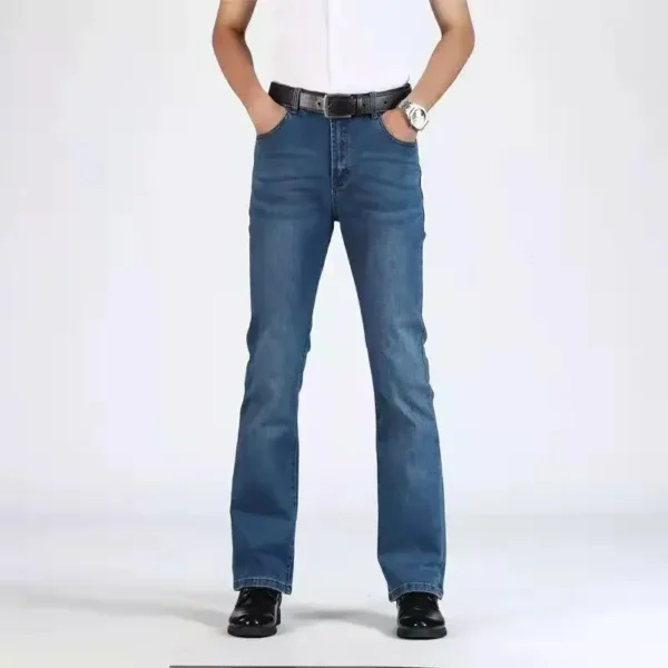 New Loose Fit Denim Bell Bottom Pants For Men Casual Wide Leg Jeans Ideal For Spring Autumn - Image 2