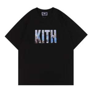American Trendy Brand KITH Letter Summer Printing Casual Cotton Loose Short-sleeved Round Neck Double Yarn Men's Women's T-shirt - zinifashion