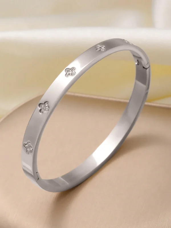 1 Set Fashion Light Luxury Stainless Steel Four Leaf Flower Bracelet, Suitable for Women Daily and Party Wear Gift for Friends - zinifashion 36 - Image 5