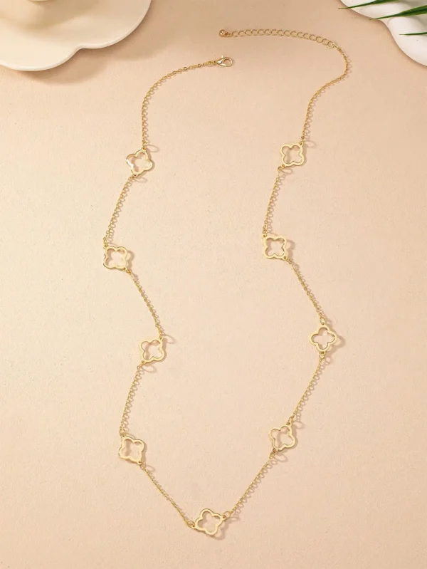 Gold Four Leaf Clover Necklace Clover Pendant Station Necklaces for Women 18K Gold Plated Stainless Steel Lucky Leaf Jewelry - zinifashion 36 - Image 3