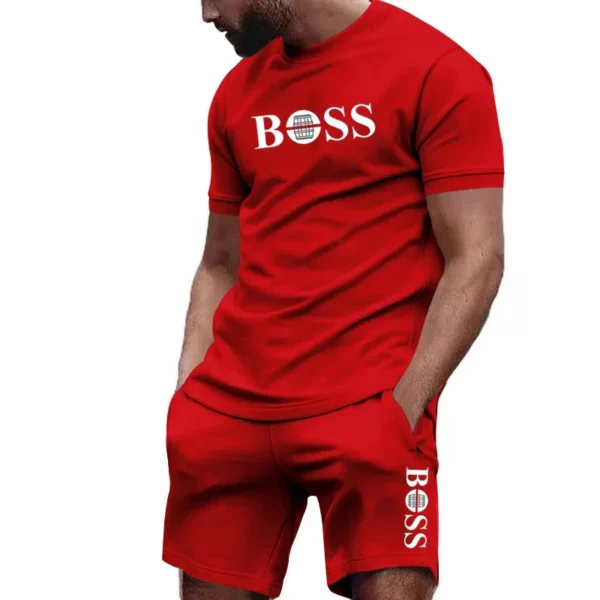 Men's two-piece sportswear, short sleeved T-shirt and pants set, running and fitness sportswear, summer 2024, big discount, 2024 - Image 3