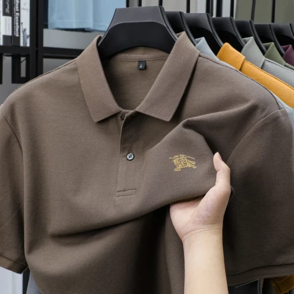 100% pure cotton fashionable men's short sleeve polo shirt 2025 summer golf casual top high-end brand embroidered design Tshirt - zinifashion 200000343 - Image 5