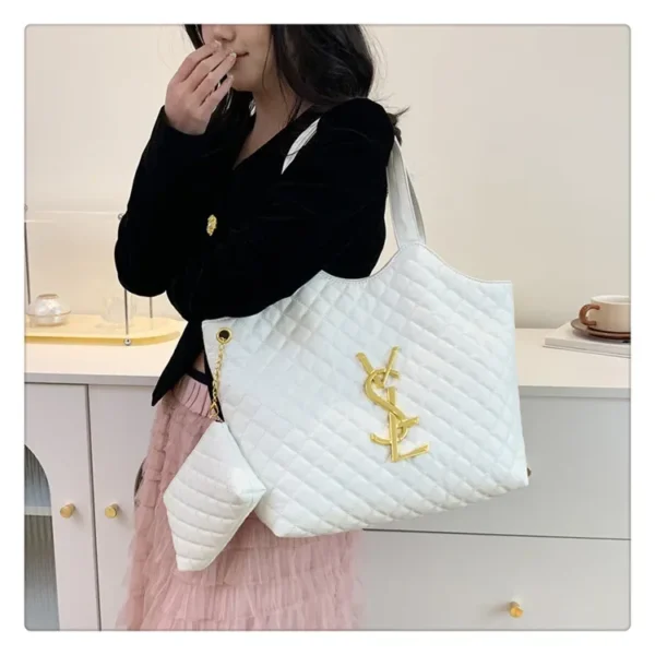 2025 Summer Large Shoulder Tote Bag - Quilted Stitch Padded Design with Popular Insert Pocket, Spacious Euro-American Fashion - Image 6