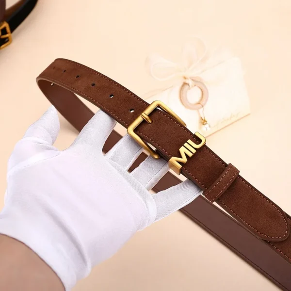 Vintage Suede Leather Women's Belt High-class Feeling Metal letter buckle Matching Skirt Jeans Cowhide Frosted Belt Fashion - zinifashion 200000297 - Image 5