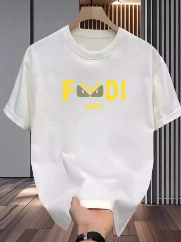 2025 Summer New Heavy Cotton Printed Short Sleeve T-shirt Loose Trend Luxe Shuai High-grade Half-sleeve Top Men's Clothing - zinifashion 200000345 - Image 2