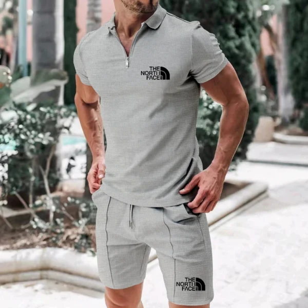 2025 Fashion men's short sleeve T-shirt with sports shorts set, casual sports wear, breathable fashion, summer - Image 5