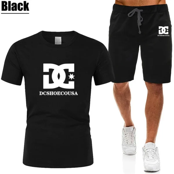 2024New Men's T-shirt Sets Fashion Casual Tee Shorts Running Suit for Man Summer Harajuku Male Streetwear Tops Clothes Tracksuit - Image 2