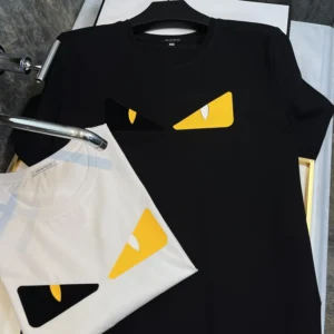 European New Short-sleeved T-shirt Men's Fashion Trendy Brand Little Monster Eye Printing Clothes Pure Cotton Slim-fitting Top