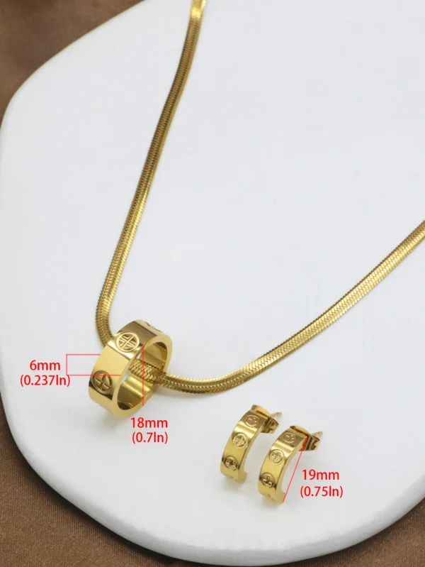 1 set/3pcs Fashion Design Couple Earrings Necklace Set For Women Men Stainless Steel Luxury Cute Jewelry Sets - zinifashion 36 - Image 6