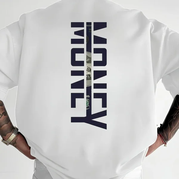 A men's short-sleeved t-shirt printed with English pattern fashionable casual crew neck top spring and summer outdoor men's . - Image 3