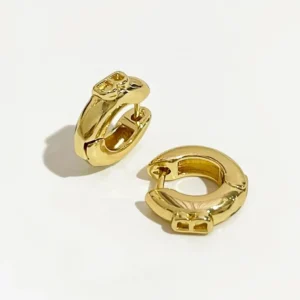 GHIDBK Double Decker Protruding B Hoop Earrings Small Chunky Wide Earring Hoops Statement Trendy Unusual Earrings For Women Gift - zinifashion 36