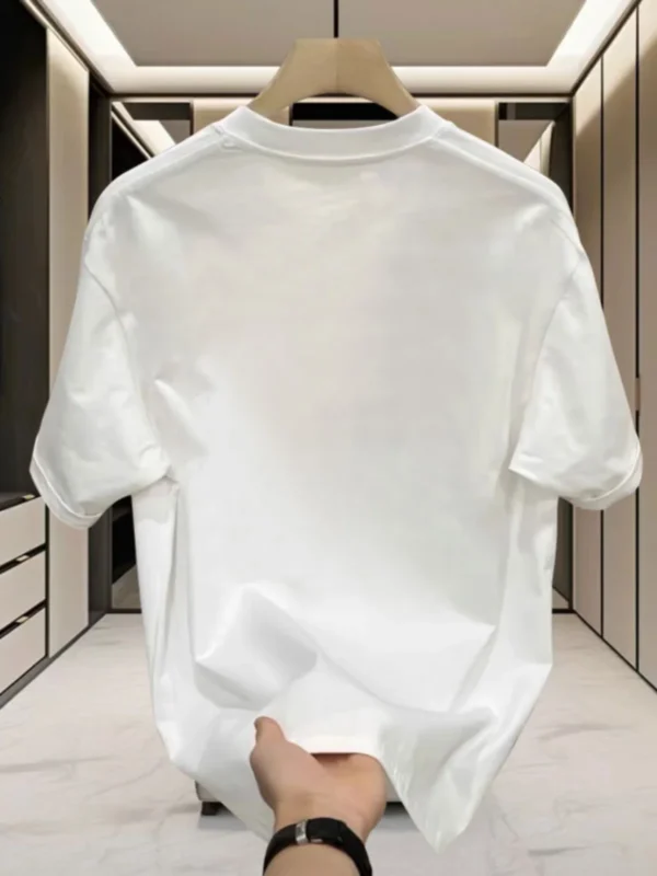 2025 Summer New Heavy Cotton Printed Short Sleeve T-shirt Loose Trend Luxe Shuai High-grade Half-sleeve Top Men's Clothing - zinifashion 200000345 - Image 4