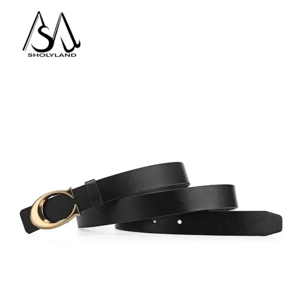 2023 Trendy Women's Belt Fashion Alloy Moon Button Multi Color Leather Thin Belt Versatile Daily Jeans Decoration - zinifashion 200000297 - Image 4