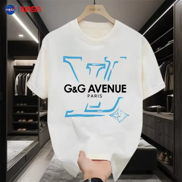 Light luxury trendy brand short-sleeved T-shirt men's 2025 new European and American casual round neck loose t-shirt top - zinifashion 18 - Image 2