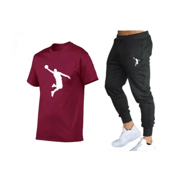 2025Hot-Selling Summer T-Shirt Pants Set Casual Brand Fitness Jogger Pants T Shirts Hip hop Fashicon Men'sTracksuit . - Image 2
