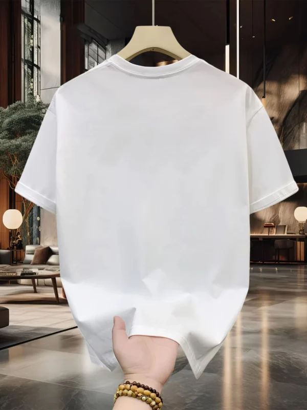 Men's Summer 100 Cotton Fashionable Casual Loose Plus Size Shark Pattern Printed Sports Round Neck Short Sleeved T-shirt Top - zinifashion 200000343 - Image 6
