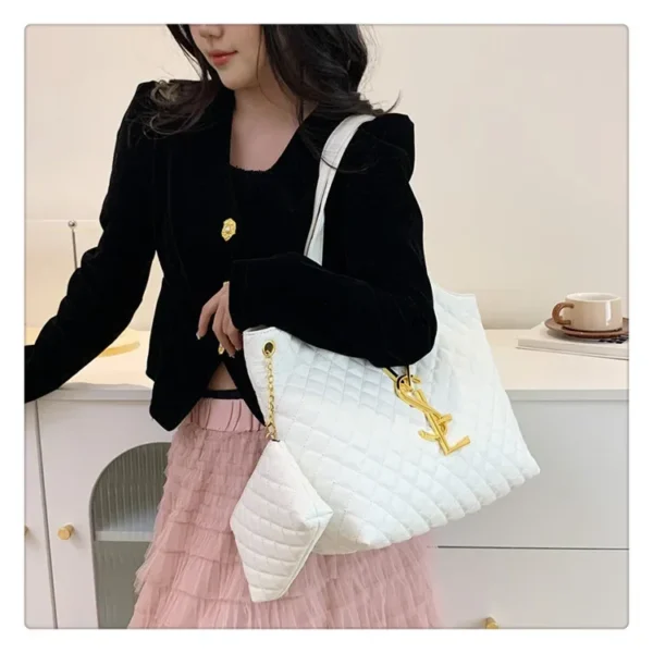 2025 Summer Large Shoulder Tote Bag - Quilted Stitch Padded Design with Popular Insert Pocket, Spacious Euro-American Fashion - Image 4