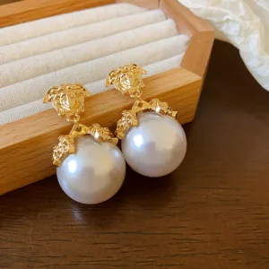 Fashion Simulation Pearl Charm Earrings for Women Exaggerated French Retro Versatile Pendant Earrings Jewelry Accessories Gifts - zinifashion 36