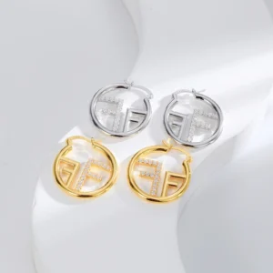 New design, light luxury and fashionable English letter F earrings, high-end and elegant temperament, simple earrings for women - zinifashion 36