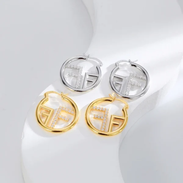 New design, light luxury and fashionable English letter F earrings, high-end and elegant temperament, simple earrings for women - zinifashion 36